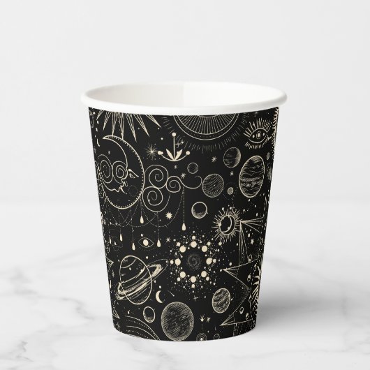 Magisches Tarot Astrologie boho Himmelsmuster Pappbecher (Links)