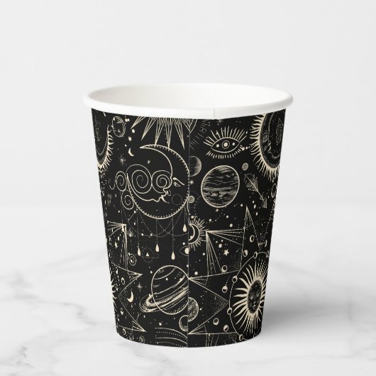 Magisches Tarot Astrologie boho Himmelsmuster Pappbecher (Rechts)