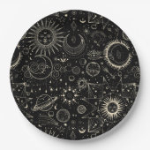 Magisches Tarot Astrologie boho Himmelsmuster Pappteller (Vorderseite)