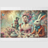 Magisches Tee Party Mad Hatter und Alice Decoupage Seidenpapier (Vorderseite)