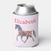 Magisches und buntes Regenbogenpferd auf rosa Dosenkühler (Kanne Vorderseite)