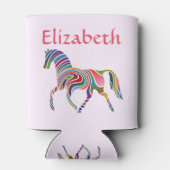 Magisches und buntes Regenbogenpferd auf rosa Dosenkühler (Rückseite)