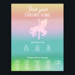 Magisches Unicorn Rainbow Birthday Name Game Poster<br><div class="desc">Ein magisches Spiel,  perfekt für Mädchen Geburtstagspartys. Dieses hübsche Karussell-Design ist ein schönes Plakat und bietet eine unterhaltsame Unterhaltung,  die Ihre Gäste sicher genießen werden.</div>
