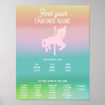 Magisches Unicorn Rainbow Birthday Name Game