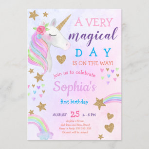 Magisches Unicorn Rainbow Pastel Girl Einladung