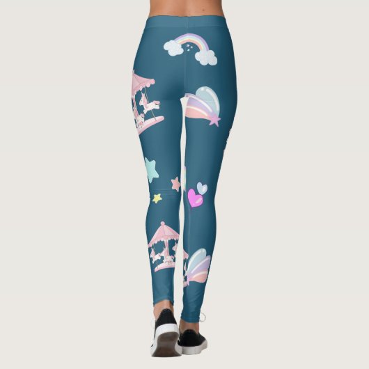 Magisches Unicorn-Regenbogenkarussell Geburtstag Leggings (Rückseite)