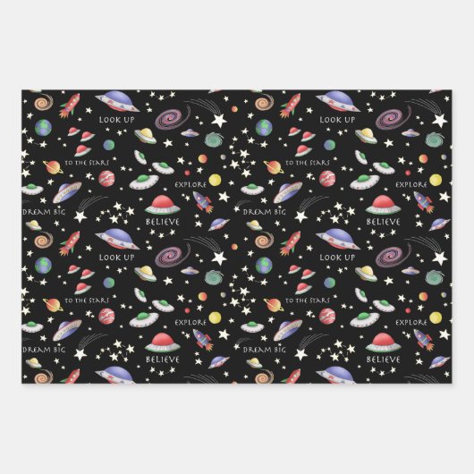 Magisches Universum schwarz Geschenkpapier Set (Vorderseite)