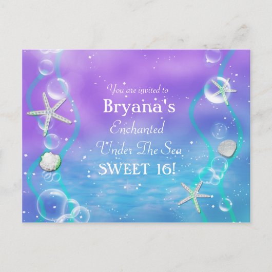 Magisches Unterwasser Geburtstag Postkarte Einladu (Vorderseite)