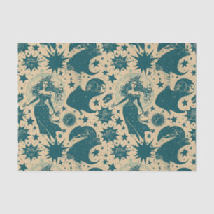 Magisches Vintage-Hexen-mit-Sternen-Decoupage-Papi Seidenpapier