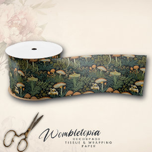 Magisches Vintages Grün, rustikales Wald-Pilz Satinband