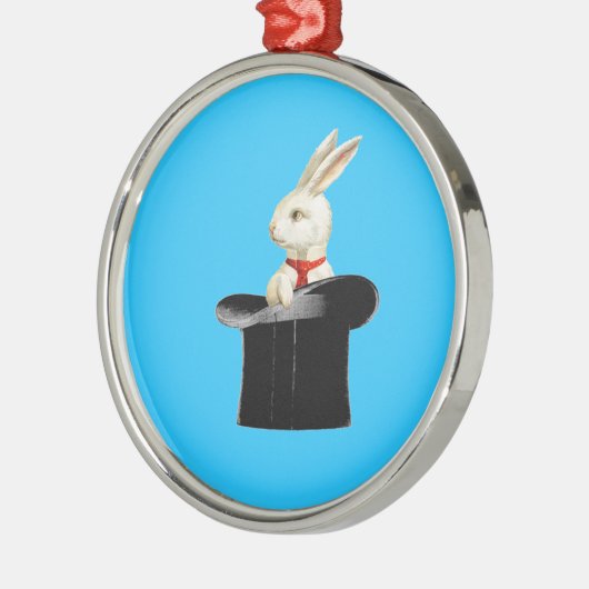 magisches Vintages Spitzenhutkaninchen Silbernes Ornament (Links)