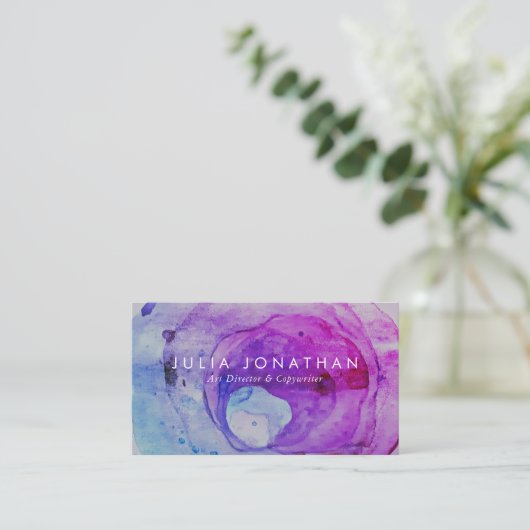 Magisches Violett und blaues Aquarellgemein Visitenkarte (Stehend Vorderseite)