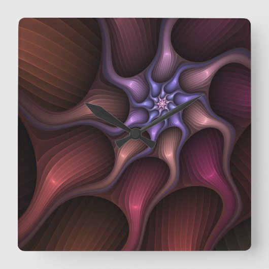 Magisches Wachstum Modernes Abstraktes farbiges Fr Quadratische Wanduhr (Vorderseite)