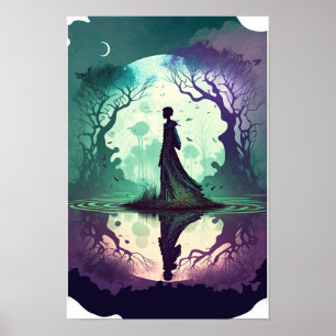 Magisches Wald Psychedelisches Poster Verzaubert