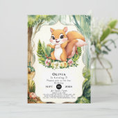 Magisches Waldeichhörnchen Geburtstag Einladung (Stehend Vorderseite)