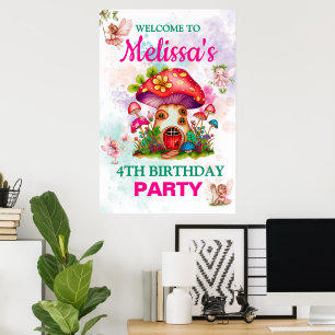 Magisches Waldpilzhaus mit Fee Poster