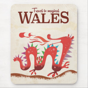 Magisches Wales-Drache-Reiseposter Mousepad