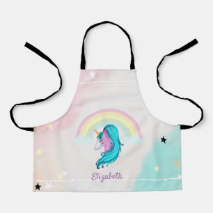 Magisches Wasserfarbe-Einhorn, Regenbogen, Sterne Schürze