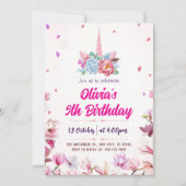 Magisches Wasserfarbeneinhorn Einladung zum Geburt (Vorderseite)