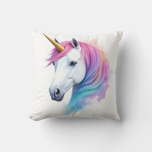 Magisches Wasserfarbeneinhorn Kissen (Vorderseite)