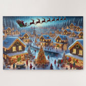 Magisches Weihnachtsdorf Santa Reindeer Winter Puzzle (Horizontal)