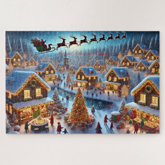 Magisches Weihnachtsdorf Santa Reindeer Winter Puzzle (Horizontal)