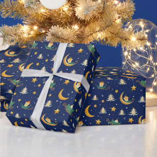 Magisches Weihnachtsnachtsmuster Geschenkpapier