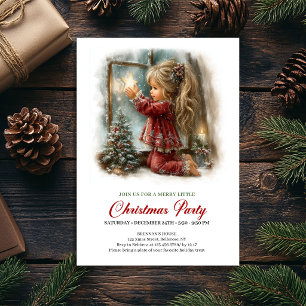 Magisches Weihnachtsszene Mädchen Cozy Weihnachten Einladung
