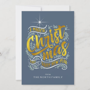 Magisches Weihnachtstypographie-Gold ID441 Feiertagskarte