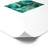 Magisches Weißes Einhorn Aquamariner Hintergrund Poster (Ecke)