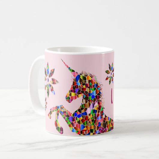 Magisches Whimsikisches Einhorn Kaffeetasse (Vorderseite Links)