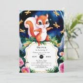 Magisches Whimsisches Eichhörnchen zum Geburtstag Einladung (Stehend Vorderseite)