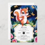 Magisches Whimsisches Eichhörnchen zum Geburtstag Einladung (Vorne/Hinten)