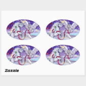 Magisches Wintereinhorn Ovaler Aufkleber (Blatt)