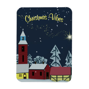 Magisches Winternachtsdorf, Weihnachtsbäume Magnet