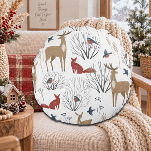 Magisches Winterwunderland Rundes Kissen