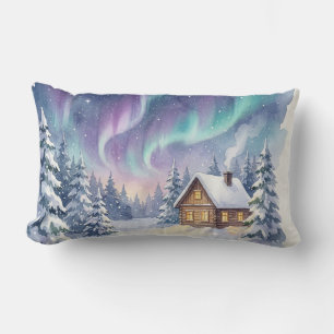 Magisches Winterwunderland - Schneehütte im Wald Lendenkissen