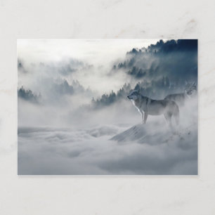 Magisches Wolfs Winter Art Foto Postkarte