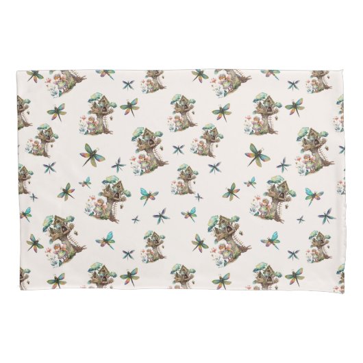 Magisches Woodland Fairy Dragonfly Muster Kissenbezug (Vorderseite)
