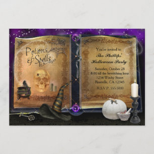 MAGISCHES ZAUBERBUCH Halloween Hexeneinladung #2 Einladung
