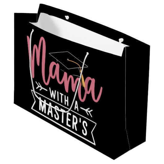 Magister Mama MBA Magisterabschluss Abschluss Große Geschenktüte (Vorderseite Schrägansicht)
