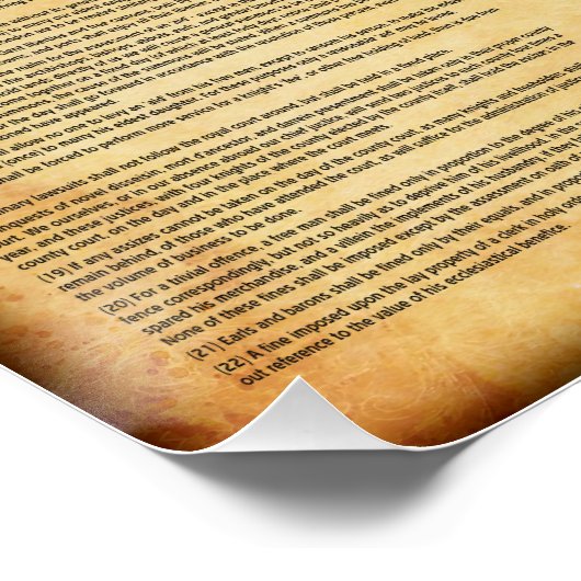 MAGNA CARTA 1215 - Englischer Text Poster (Ecke)