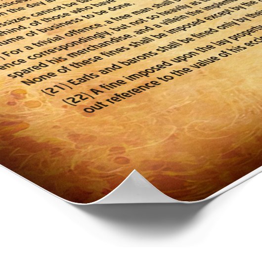 MAGNA CARTA 1215 - Englischer Text Poster (Ecke)