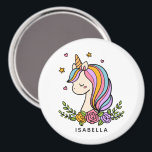 Magnet<br><div class="desc">Unicorn Niedlich Whimsical Girly Pink Blütenpinsel Personalisierter Name Magnet verfügt über ein niedliches Einhorn mit Sternen, Herzen und Blume. Ideal für Geschenke für Freunde, Geburtstagsgeschenke und Favoriten. Personalisieren Sie diese, indem Sie den Text in dem dafür vorgesehenen Textfeld bearbeiten. Entworfen von ©Evco Studio www.zazzle.com/store/evcostudio</div>