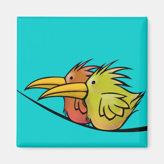 Magnet, 2 Vögel auf einem Draht Magnet (Vorne)
