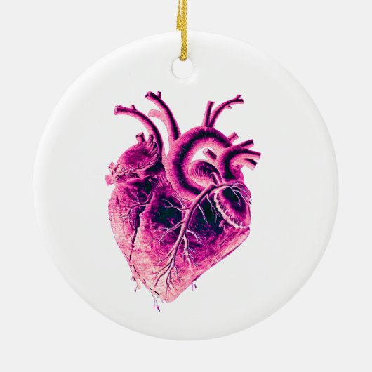 Magnet Anatomisches Herz rosa lila Neon elektrisch Keramik Ornament (Hinten)