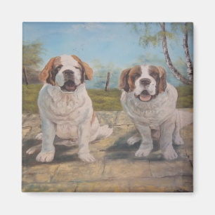 Magnet Ann Hayes, das zwei St. Bernards malt