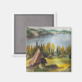 Magnet Ann Hayes Gemälde Chalet am See (Vorderseite/Rückseite)
