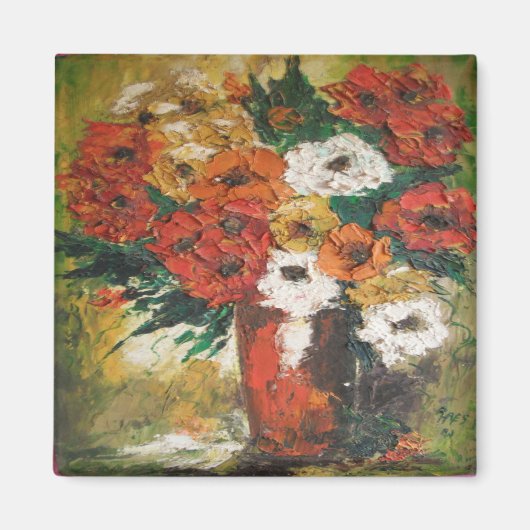Magnet Ann Hayes Gemälde Red Blume Mixed (Vorne)