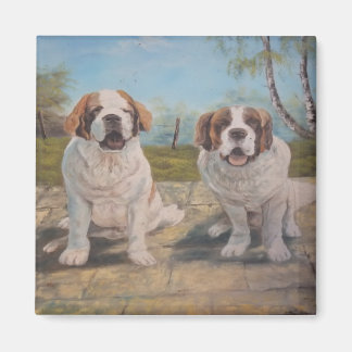 Magnet Ann Hayes Painting Two St Bernards